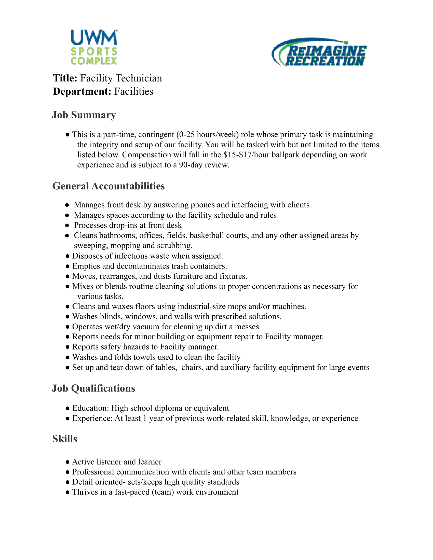 Facility Technician Job Description-1